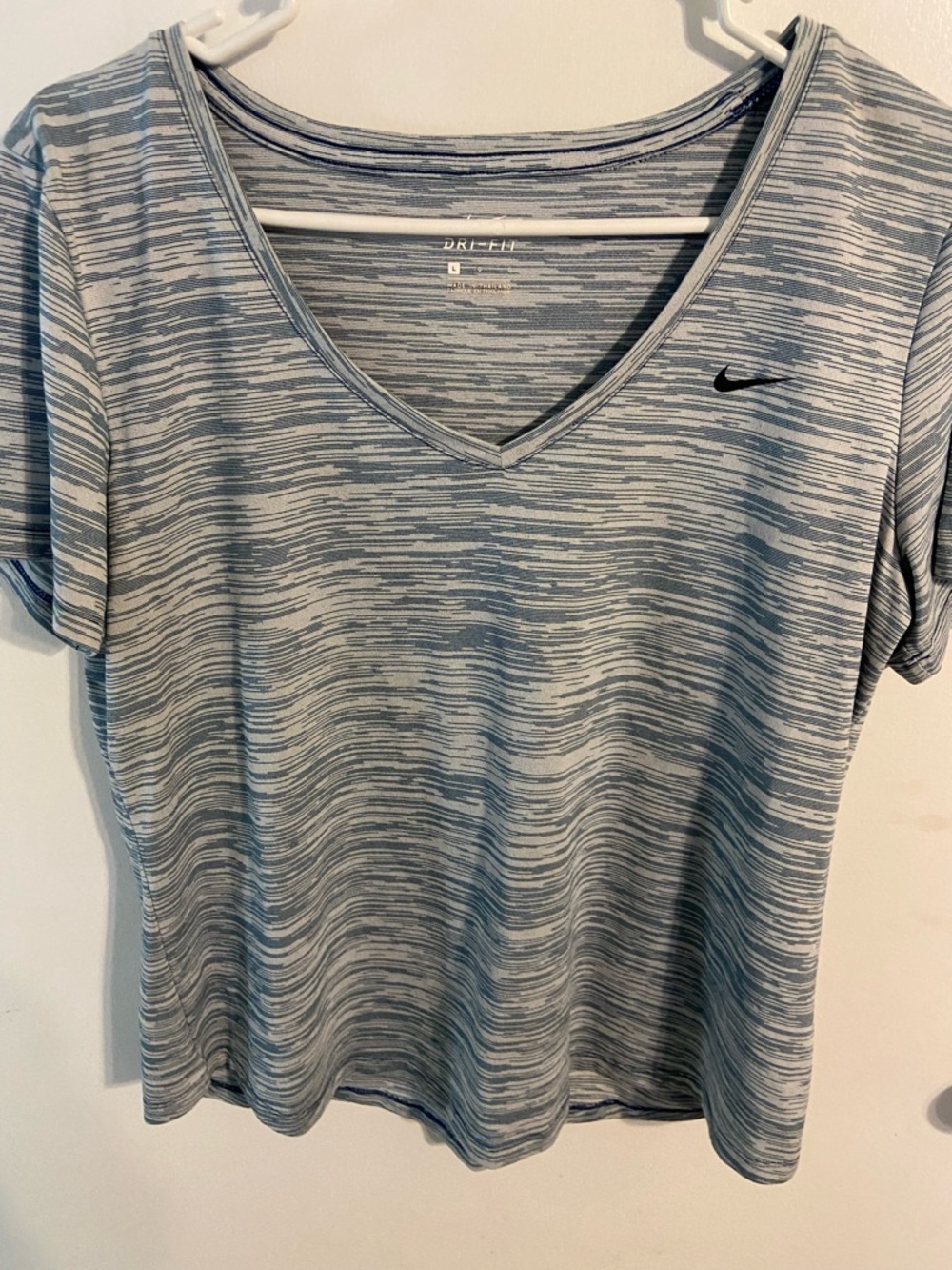 Nike Women's Heathered Light Blue V-Neck Dri-FIT Tee